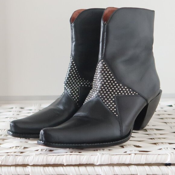 Donald J Pliner Black Leather Studded Western Ankle Boots Women’s - Picture 4 of 16